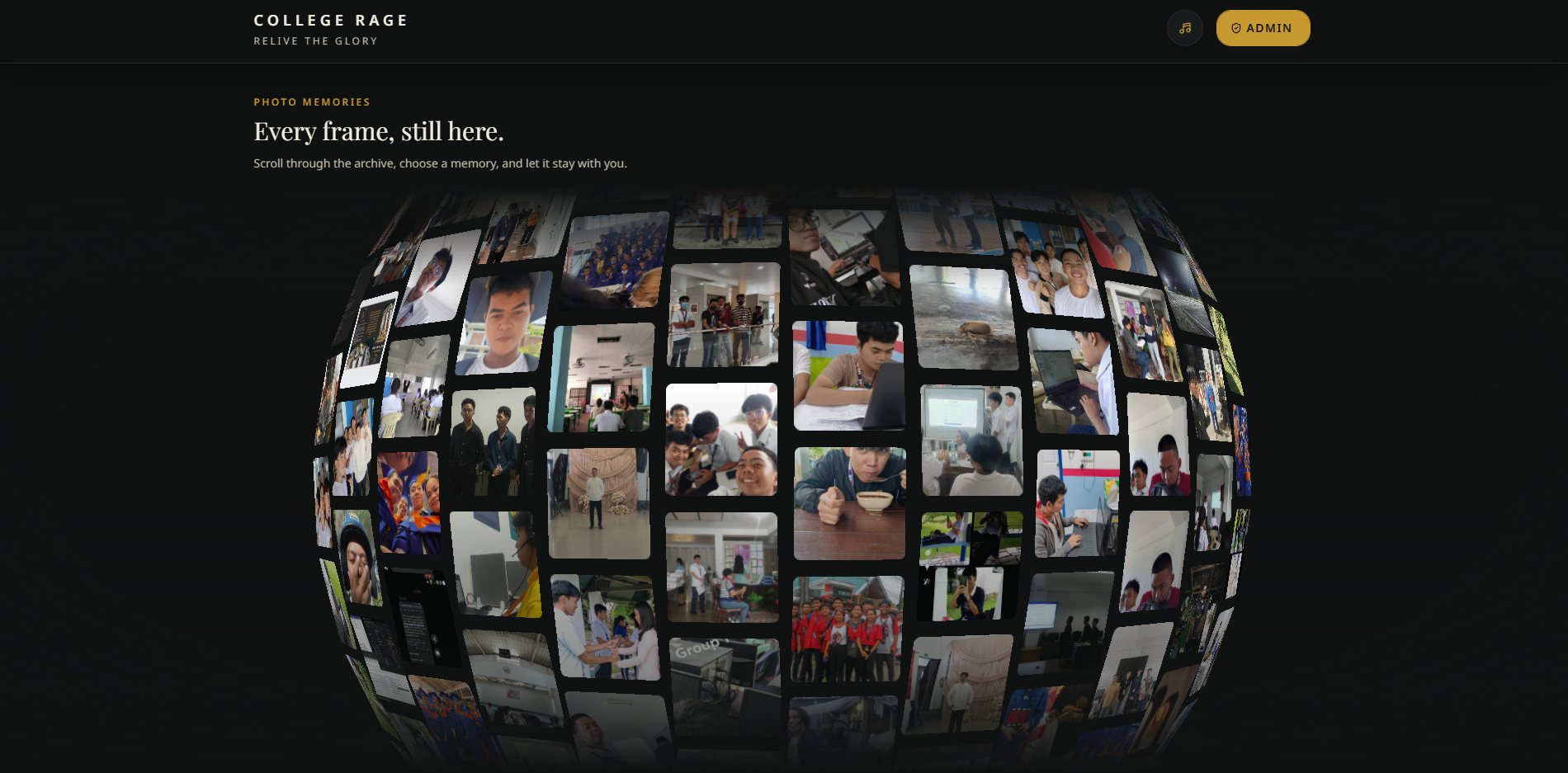 College Rage photo memories page